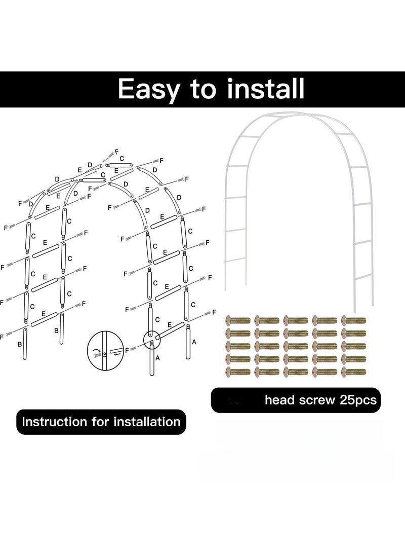 Metal Garden Arch, Garden Trellis for Climbing Plants, Arbors Trellis Plants Stand for Outdoor Garden Wedding Ceremony Party Decoration, Lightweight Garden Bridal Party Decoration Arbor, White - Image 4